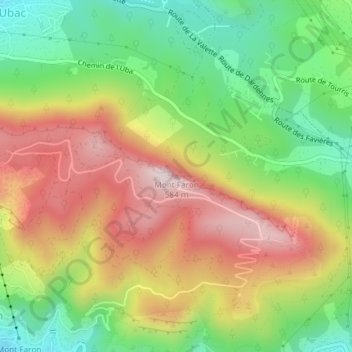 Mont Faron topographic map, elevation, terrain