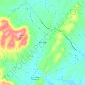 Misty Ridge topographic map, elevation, terrain