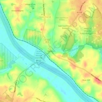 Maidens topographic map, elevation, terrain