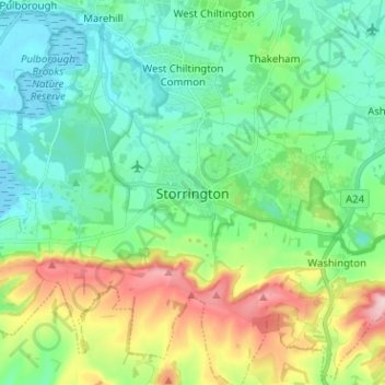 Storrington topographic map, elevation, terrain