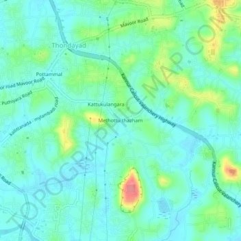 Methottu thazham topographic map, elevation, terrain