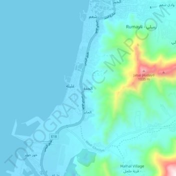 Al Jaddah topographic map, elevation, terrain
