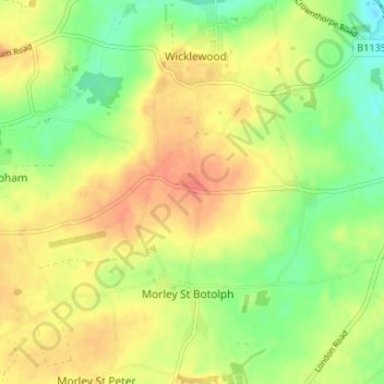 Highoak topographic map, elevation, terrain