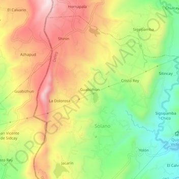Guabizhun topographic map, elevation, terrain