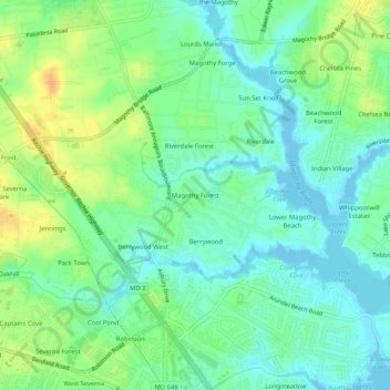 Magothy Forest topographic map, elevation, terrain