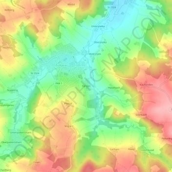 Fichten topographic map, elevation, terrain
