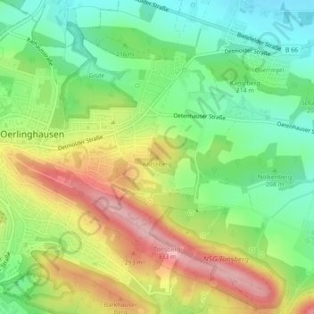 Körteberg topographic map, elevation, terrain