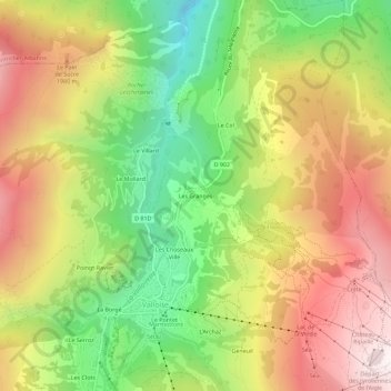 Les Granges topographic map, elevation, terrain