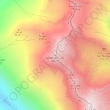 Rossbodenstock topographic map, elevation, terrain