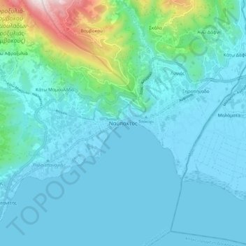 Nafpaktos topographic map, elevation, terrain