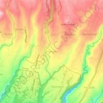 Tembuku topographic map, elevation, terrain