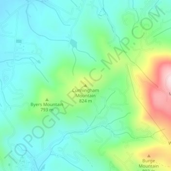 Cunningham Mountain topographic map, elevation, terrain