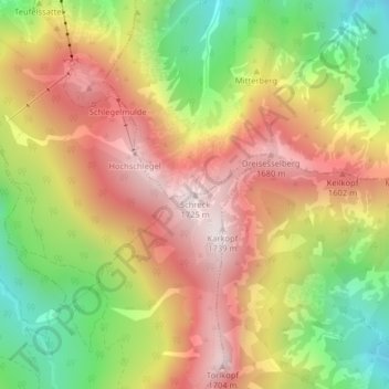 Schreck topographic map, elevation, terrain