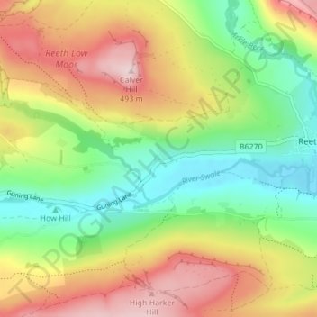 Healaugh topographic map, elevation, terrain