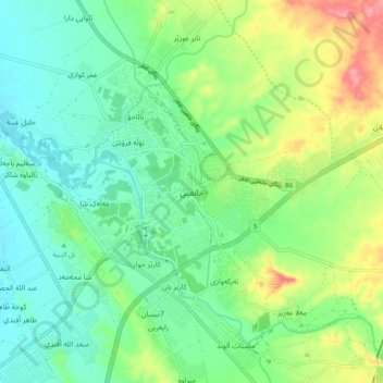 Kanaqin topographic map, elevation, terrain