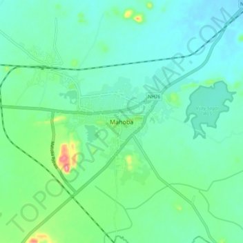 Mahoba topographic map, elevation, terrain