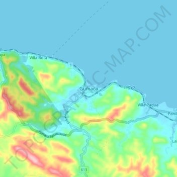 Gumaca topographic map, elevation, terrain