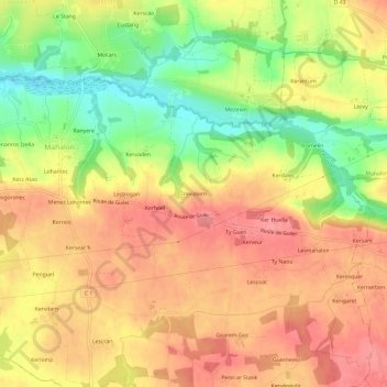 Trevidiern topographic map, elevation, terrain