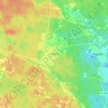 Orrefors topographic map, elevation, terrain