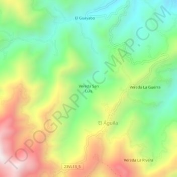 Vereda San Luis topographic map, elevation, terrain