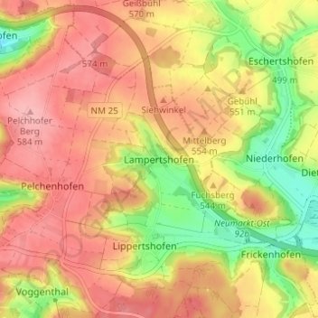 Lampertshofen topographic map, elevation, terrain