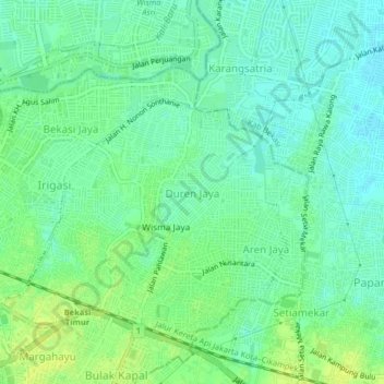 Duren Jaya topographic map, elevation, terrain