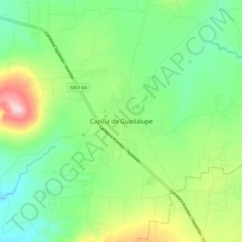 Capilla de Guadalupe topographic map, elevation, terrain