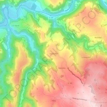 La Sarette topographic map, elevation, terrain