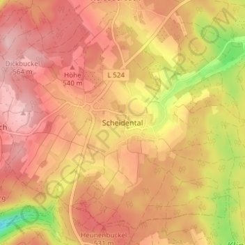 Scheidental topographic map, elevation, terrain