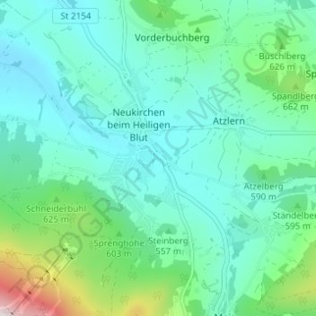 Walching topographic map, elevation, terrain