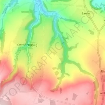 Penboyr topographic map, elevation, terrain