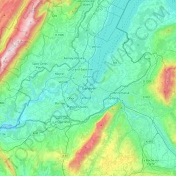 Geneva topographic map, elevation, terrain