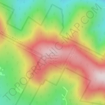 Evergreen Mountain topographic map, elevation, terrain