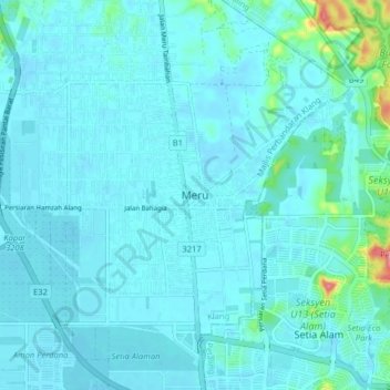 Meru topographic map, elevation, terrain