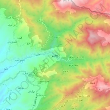 Halsho topographic map, elevation, terrain