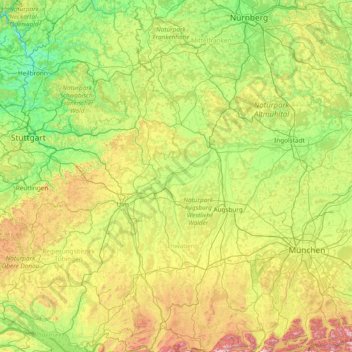Donauried topographic map, elevation, terrain