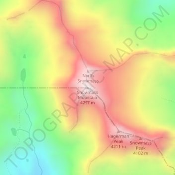 Snowmass Mountain topographic map, elevation, terrain