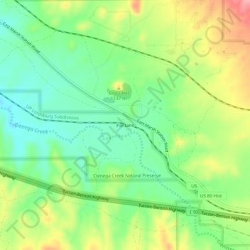Pantano topographic map, elevation, terrain