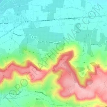 Allez et Cazeneuve topographic map, elevation, terrain