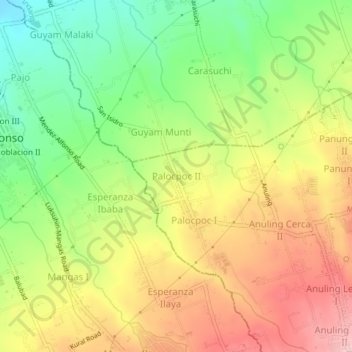 Palocpoc II topographic map, elevation, terrain