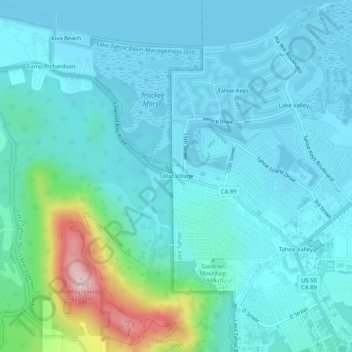 Tallac Village topographic map, elevation, terrain