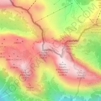 Monte Cavallo (Pastore) topographic map, elevation, terrain