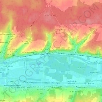 Rigaudon topographic map, elevation, terrain