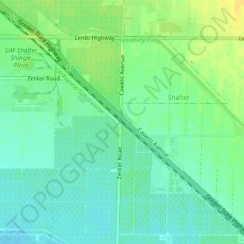 Lerdo topographic map, elevation, terrain