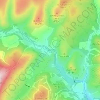 Glendevon topographic map, elevation, terrain
