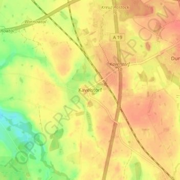 Kavelstorf topographic map, elevation, terrain