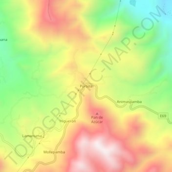 Portete topographic map, elevation, terrain