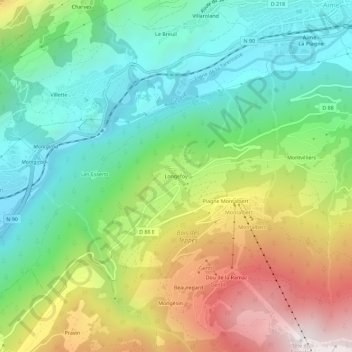Longefoy topographic map, elevation, terrain