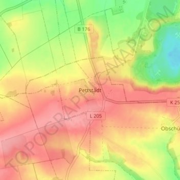 Pettstädt topographic map, elevation, terrain