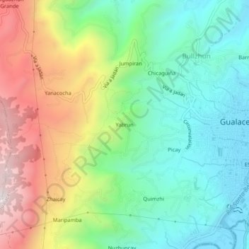 Yabrun topographic map, elevation, terrain